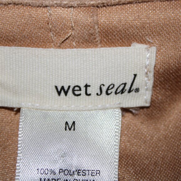 Wet Seal $40 Sz M Tan Waterfall Faux Suede 100% Polyester Wrap Sweater - Picture 14 of 16